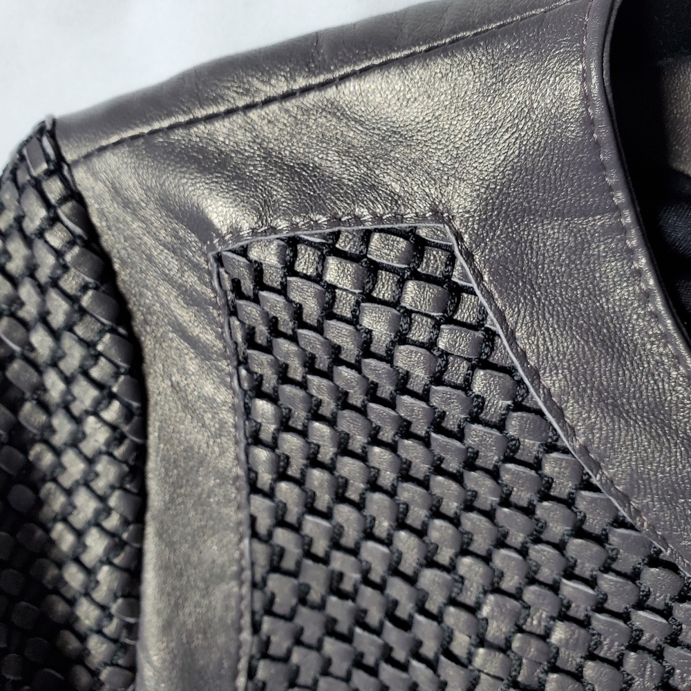 Koç Metallic Woven Leather Jacket Size Small (EU 40) - Picture 3 of 14